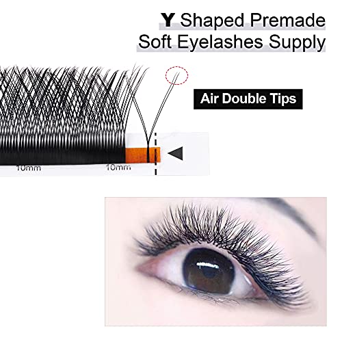 YY Lashes Extension Professional Grade Black 0.07mm C Curl 9mm Volume Individual YY Eyelashes Extension Y Shaped Soft Eyelashes Thin Root Easy Fan Making for Lash Artists