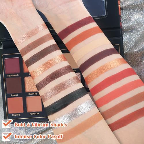 Matte Eyeshadow Palette Pro 18 Colors Pigmented Shimmer Glitter Eye Shadow Palette, Long Lasting Waterproof Dark Smokey Powder Cosmetics Pallet Halloween Valentine Gift Makeup Kit (01# Seductress)