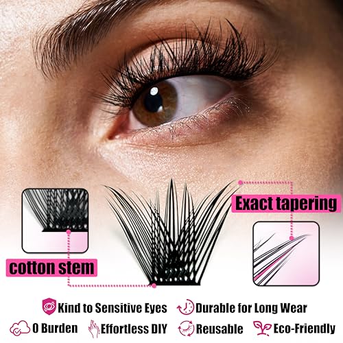 DIY Lash Extension Kit Faux Mink 120pcs Lash Clusters Eyelash Extension Kit with Mascara Brush Bond and Seal Lash Glue Remover for DIY Lash Extensions (10mm-16mm)