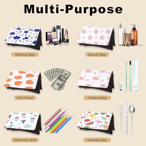 4Pcs Sublimation Blank Canvas Makeup Bags,Sublimation Makeup Bag Bulk DIY Heat Transfer Canvas Pen Case Pencil Cosmetic Makeup Bags Sublimation Bags with Zipper for Makeup Bag Travel Toiletry Pouch