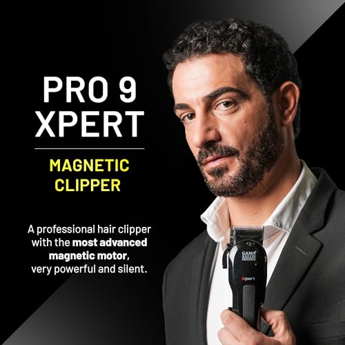 GA.MA Magnetic Clipper Pro 9 Xpert, High-Performance Motor, DLC F-Wedge Blade, Adjustable Taper Lever, 4 Combs