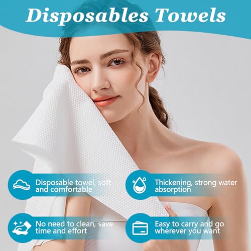Premium Disposable Towel, 100 PCS Ultra Soft, Quick Dry Disposable Hair Towels Spa Salon Towel, Portable Body Towels Disposable for Massage Beauty Hotel Camping Travel Gym 28 x 12 inch