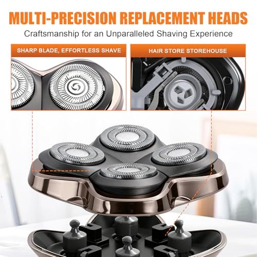 Replacement Blade Shaver PRO 2 Head for Electric Shaver Compatible with Skull Pitbull, Butterfly Kiss PRO & Palm Shavers with 4 Cleaning Brush (4Pack)
