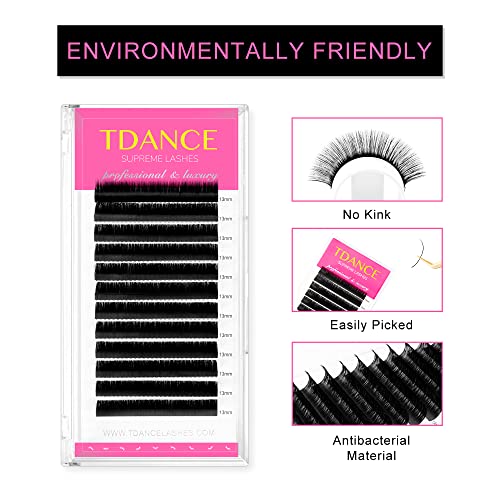 TDANCE Lash Extension Matte Black Eyelash Extension C CC D DD J B L Curl Volume & Classic Lash Extensions 0.03-0.18mm Thickness Professional Salon Use(0.18-CC,20 mm)
