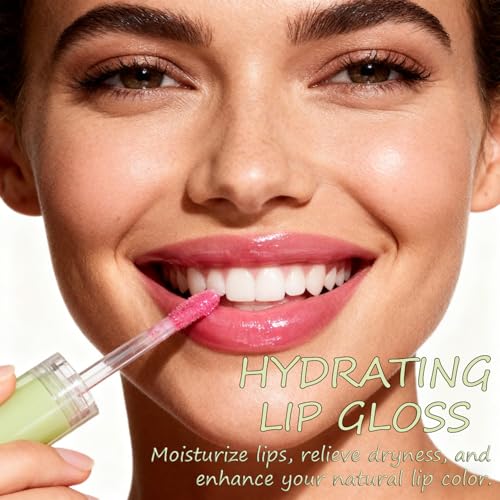 4 Pack Hydrating Glow Lip Oil Makeup Set for Women, Moisturizing Lip Gloss with Glow Finish, Long Lasting Nourishing Lip Care Fat Oil Lip Drip, Sweet Candy Scent (SET A, LIGHT)