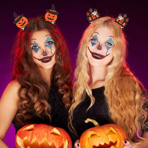 2 Pcs Face Gems Jewels Tattoos Halloween Party Festival Rave Day of the Dead Temporary Rhinestone Crystal Stones Women Body Gems Makeup Stickers (Blue)