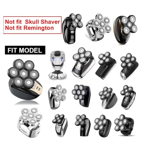 7 Blades Universal Head Shaver Replacement Heads for Freebird Shaver, Black, Men's Electric Shaver Accessory (7 Heads Black)