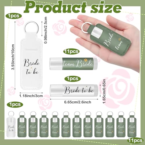 24 Pcs/12 Set Bride and Bridesmaid Lip Balm Gifts Bulk 11 Pack Bridesmaid Themed 1 Pcs Bride Themed Each One Has 1 Pouch Bachelorette Party Supplies Wedding Gifts(White, Sage Green)