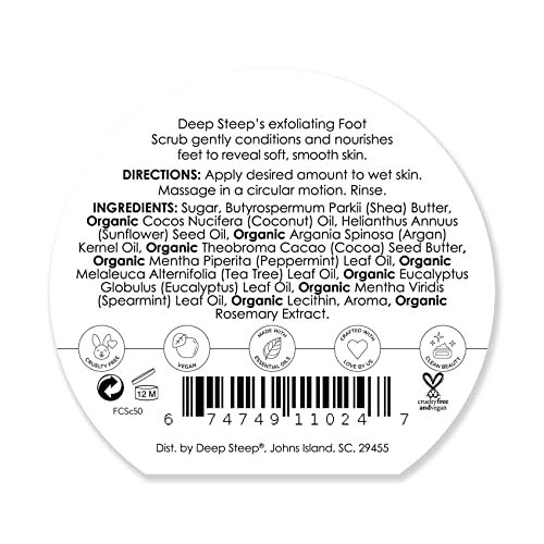 Deep Steep Natural Candy Mint Therapeutic Foot Scrub - 8 Ounce (Pack of 2)