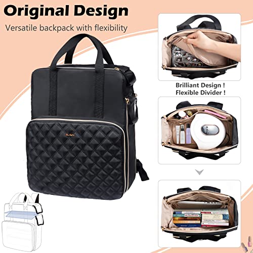Nail Polish Organizer Backpack Holds 84-93 Bottles and a Nail Lamp, Nail Tech Storage Case Large Nail Polish Bag with 3 Removable Boxes and Tools Organizer Sections(Black)