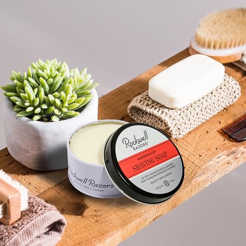 Rockwell Babershop Shaving Soap | Formulated with Shea Butter, Coconut Oil & Wheat Protein for Smooth & Soothing Wet Shave | Ideal for Sensitive Skin & Thick Beards