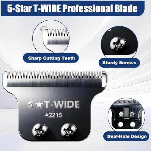 2215 T Wide Detailer Replacement Blades for Wahl 5 Star Serise Detailer Li Trimmer 8081 and 8171 Models (Black)
