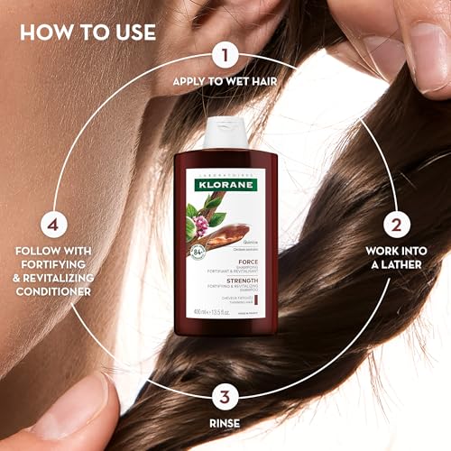 Klorane Strengthening Shampoo with Quinine - Dermatologist-Tested - Natural Alternative Thickening Shampoo for Hair Thinning - Support Stronger, Healthier Hair for Men & Women - 13.5 fl. oz.