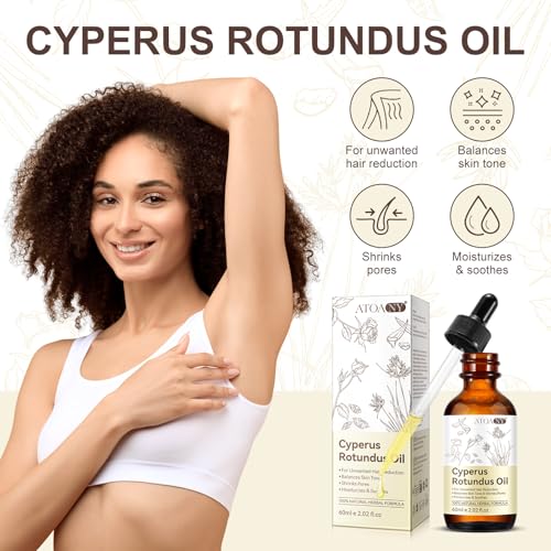 Cyperus Rotundus Oil 100% Natural, Cyprus Rotundus Oil for Hair Removal, Reducing Body Hair Growth & Smoothing Skin | Suitable for All Skin Types, 60ml with Dropper (2 Packs)