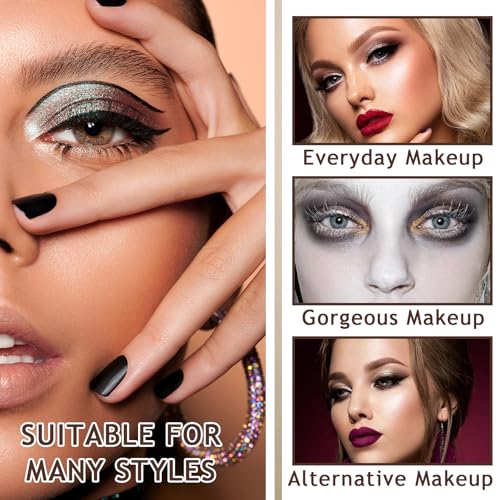 42 Colors Black Gray Smokey Eyeshadow Palette,Matte Shimmer Glitter Neutral Eyeshadow Palette,Highly Pigmented Smokey Silver Black Eye Shadow Palette Goth Makeup Kit with Eyeshadow Brush