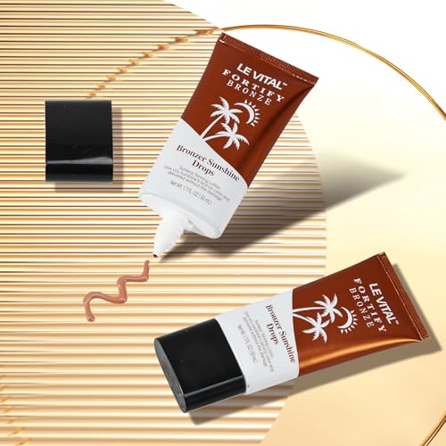 Le Vital Instant Bronzing Gel for Face & Body ? Water-Resistant, Transfer-Resistant Body Bronzer with Vitamin E & Avocado Oil ? Self-Tan Effect, Includes Applicator Brush ? Pack of 2 (1.7oz Each)
