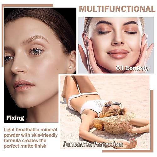 Mineral Sunscreen Setting Powder for Face & Scalp, SPF 35 Mineral Brush Powder Sunscreen Oil Control Matte Finish Long Lasting Lightweight Breathable for All Skin Tones Types-01 Translucent