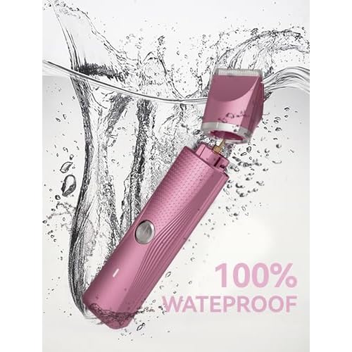 Pubic Hair Trimmer for Women-Unibono Bikini Trimmer, Replaceable 3-in-1 Electric Razors for Women, Electric Shaver in Poweverful Motor, Waterproof Personal Trimmer for Body Hair (Rose Red, RR-1)