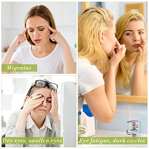 Hercicy 2 Pcs Jade Eye Mask Green Jade Stone Facial Cooling Mask for Alleviate Puffiness Face Massage Relax Eyes Relieve Migraine Meditation Beauty (White, Light Green)
