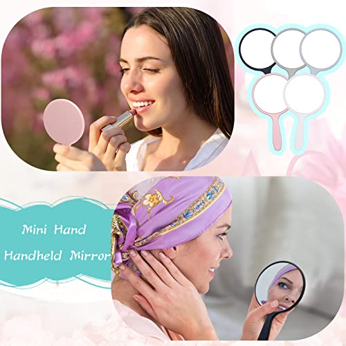Vinsot 50 Pieces Handheld Mirror Small Hand Mirror Bulk with Handle Plastic Travel Makeup Cosmetic Compact Portable Vanity 3.94 x 2.16 Inch for Women Men Girls Kids Daily DIY Use(50 Pieces)