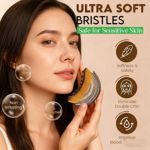 Aeki Lymphatic Contour Face Brush - Reduces Puffiness & Restores Definition, Aeki Lymphatic Face Brush, 100% Gentle & Soft on Skin | Naturally Sculpted Look,Aekii Facial Brush (3 Set)