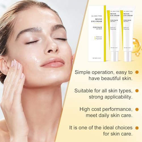 2PCS Revive Eye Cream,Revive Eye Cream with Retinol Peptide,Reduces Wrinkles Firming & Hydrating EyeCream for All Skin Types