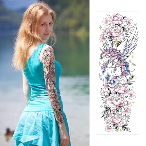 Aresvns Cute Temporary Tattoo, Cute Fake Tattoo for Women, Waterpoof Sleeve Tattoo Temporary for BBQ Pool Beach Party