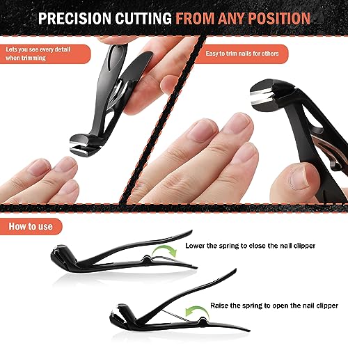 BEZOX Fingernail Clippers and Toenail Clipper for Seniors - Black+Gray