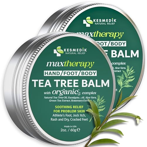 Tea Tree Oil Balm for Skin, Soothes Itching, Rashes & Dry Skin, Antifungal Defense for Athlete¡¯s Foot, Jock Itch, Chafing, Bug Bites & Eczema, Natural, Effective & Safe for All Ages, 2-Pack
