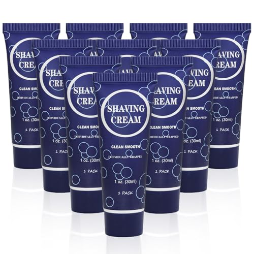 Travel Shaving Cream for Men, Individually Wrapped Mini Shaving Cream in Bulk, Disposable Travel Size Toiletries Amenities Vacation for Hotel, Shelter/Homeless/Nursing Home/Charity 1 Oz (Pack of 10)