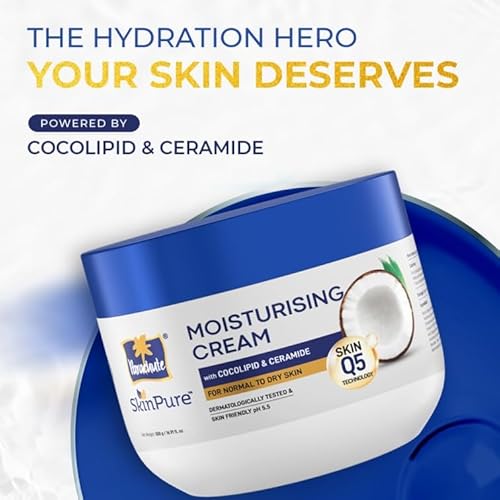 Parachute SkinPure Moisturising Cream, Body and Face Moisturiser for Normal to Dry Skin, Body Cream with Coconut milk and Ceramides, Daily Moisturiser, 72hr moisture lock | 16.9 Fl Oz | pH 5.5