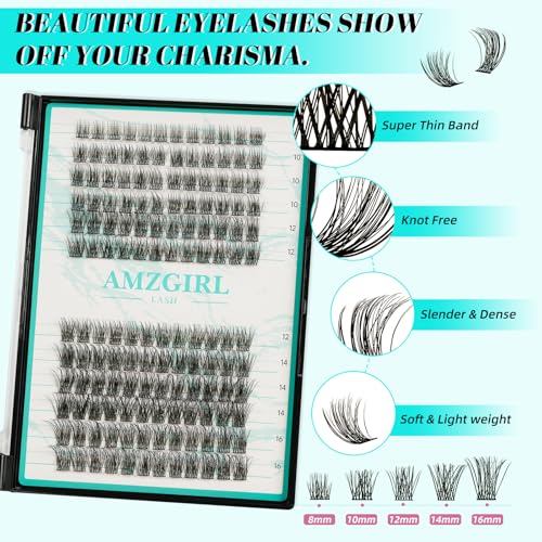 Lash Extension Kit Daybreak Lash Clusters kit Lash Bond and Seal Eyelash Remover and Lash Applicator for Diy Lash Extension Kit at Home by AMZGlRL(Daybreak,D-Mix8-16mm kit)