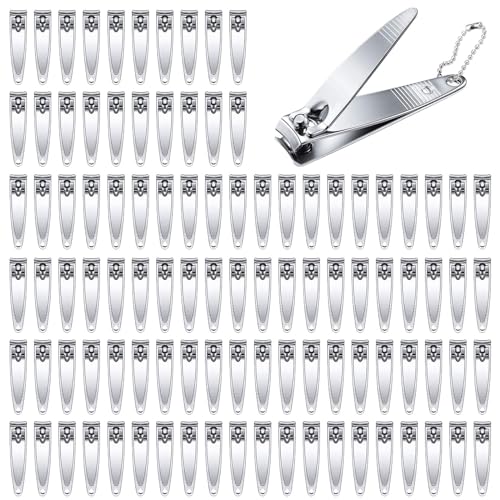 Haploon Nail Clippers Bulk 120 Pcs Nail Cutters Bulk Nail Clippers with Chain Stainless Steel, Nail Clipper Cutter Set for Men Women with Keychain
