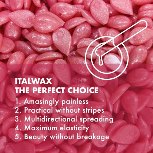 Italwax Top Line Pink Pearl Hard Wax Beads 1.65 lb (750 g) ? Semi-Creamy Unscented Hard Wax for Facial Areas, Strong from First Pull, Suitable for Sensitive Skin, Professional Use ? Made in Italy