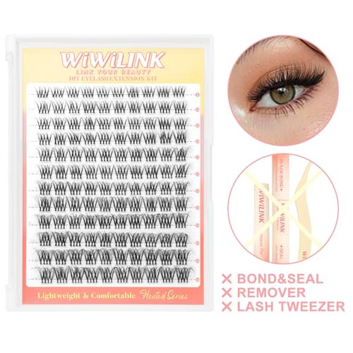 Lash Clusters Stella Wispy DIY Lash Extension 8-16mm Natural Eyelash Clusters D Curl Individual Eye Lashes Invisible Band False Eyelashes Cluster Eyelash Extensions Thin Clear Band