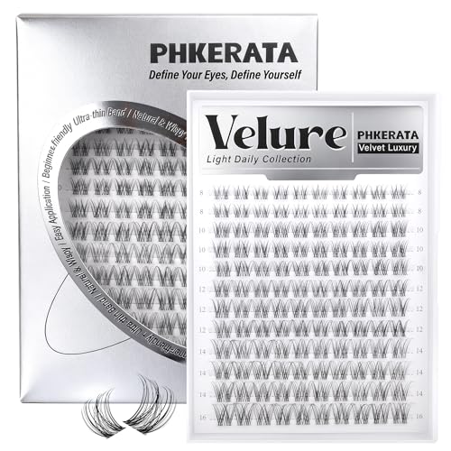 Velure Lash Clusters Natural Cluster Eyelash Extensions Wispy Individual Lashes Clusters DIY Ultra-Light Lash Extensions Soft C Curly Eye Lashes with Invisible Thin Band, 8-16mm, 120Pcs