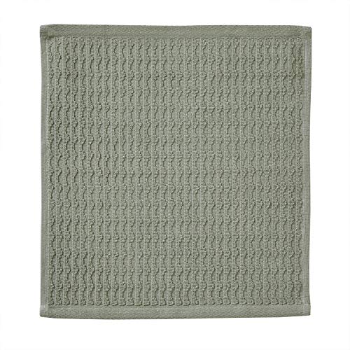 SKL Home Longborough 100% Turkish Cotton Premium 4-Piece Washcloth Set, 520 GSM, Soft & Absorbent Jacquard, Sage