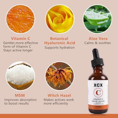 Vitamin C Serum For Face with Vitamin E Hyaluronic Acid - Boost Skin Collagen,Hydrate & Plump Skin, Anti Aging & Wrinkle Facial Serum 60ml