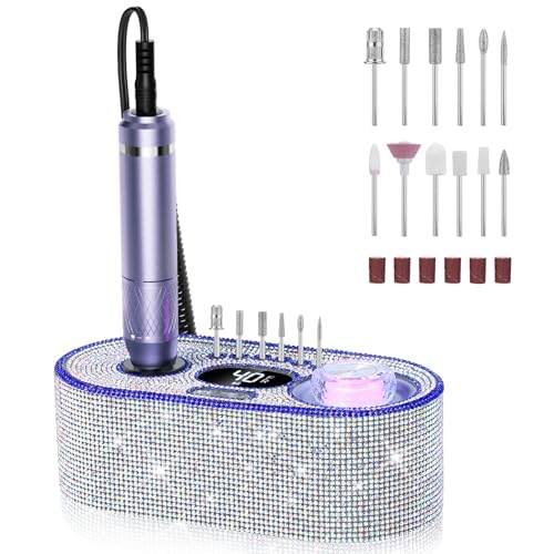 Electric Nail Drill Professional: Shiny 40000RPM Electric Nail File Kit E File Nail Drill Machine with LCD Display for Acrylic Gel, Manicure Pedicure Polishing Grinder for Salon Home, Diamond