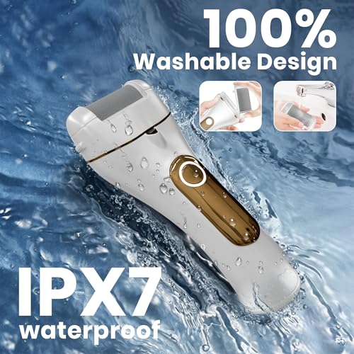 Electric Foot Callus Remover for Cracked Heels, Rechargeable Waterproof Pedicure Tool, Professional Foot Care Kit with Travel Organizer Bag & Nail Clipper | BukDot