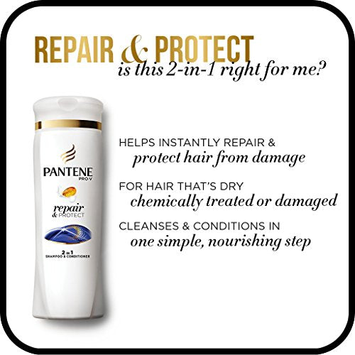 Pantene Pro-V 2 in 1 Shampoo & Conditioner, Repair & Protect with Keratin, 12.6 Ounce