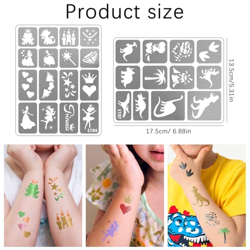183 PCS Face Paint Stencils for Kids, Boys Girls Face Stencils Temporary Tattoo Stencils, Glitter Tattoo Stencil Stickers for Kid School Show Birthdays New Years Party, Face Paint Stencils Reusable
