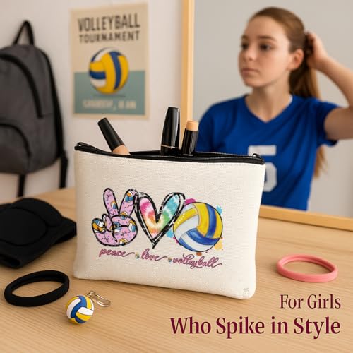 Volleyball Gifts for Girls, Cute Volleyball Gift Set with Socks, Earrings, Makeup Bag & Stickers, Teen Girl Volleyball Player Birthday Gifts