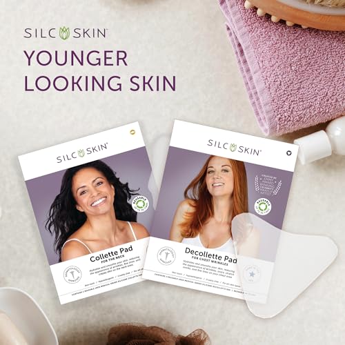Silc Skin Complete Chest And Neck Care Set With Decollette And Collette Pads, Reusable Medical Grade Silicone For Sleep Lines, Holiday Anti Wrinkle Gift Set For Her, 30 Day Supply