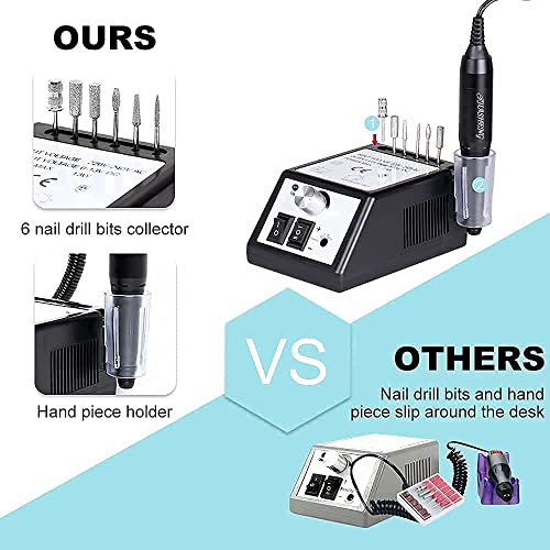 Professional Nail Drill Machine, Electronic Nail File Drills for Acrylic Nails Gel, 1000 Pcs Gel Nail Polish Remover, Lint Free Nail Wipes Cotton