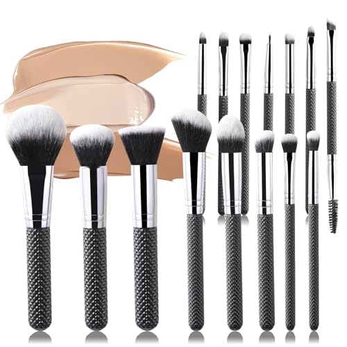 Makeup Brush Set, 15 Pcs Professional Makeup Brushes Kit, Premium Multi-Functional Travel Makeup Kit for Concealers, Eyeshadow, Blending Liquid Powder & Blush, Eyeliner Makeup Brushes (Black)