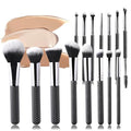 Makeup Brush Set, 15 Pcs Professional Makeup Brushes Kit, Premium Multi-Functional Travel Makeup Kit for Concealers, Eyeshadow, Blending Liquid Powder & Blush, Eyeliner Makeup Brushes (Black)