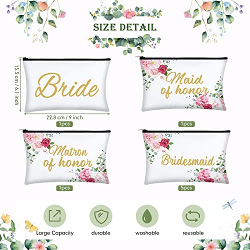 Weewooday 8 Pieces Bridesmaid Makeup Bag Bridesmaid Proposal Gifts Canvas Makeup Bags Matron of Honor Bridal Cosmetic Bag Maid of Honor Bridesmaids Present for Brides Wedding Parties