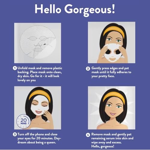 MISS SPA Bakuchiol Repairing Sheet Mask Plant-Based Retinol Face Mask for Fine Lines & Wrinkles Anti-Aging, Hydrating & Brightening Sheet Mask for All Skin Types, Cruelty-Free, 20 Pack