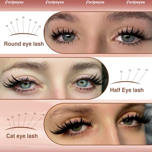 Focipeysa Wispy Lash Clusters Kit Spike Lash Extensions Kit 50D 80D Cluster Lashes Kit 10-16mm Clusters Lash Extension Manga Wispy Individual Eyelashes Extension DIY Salon Effect Lash Extension